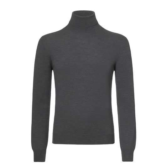 Barba Napoli Virgin Wool Turtleneck Sweater in Grey Melange - SARTALE