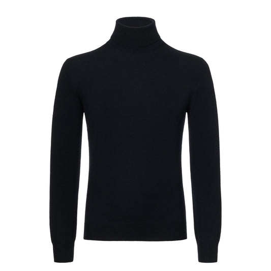 Barba Napoli Virgin Wool Turtleneck Sweater in Navy Blue - SARTALE