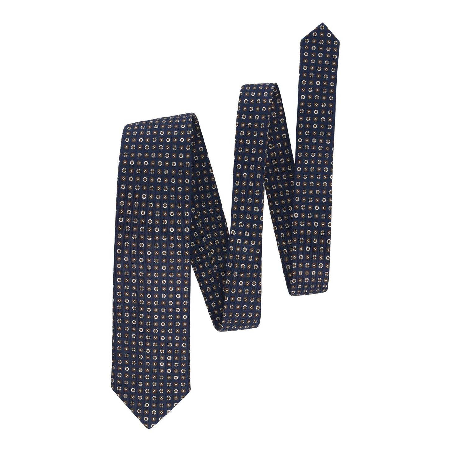 Bigi Navy Blue Printed Silk Tie with Design - SARTALE