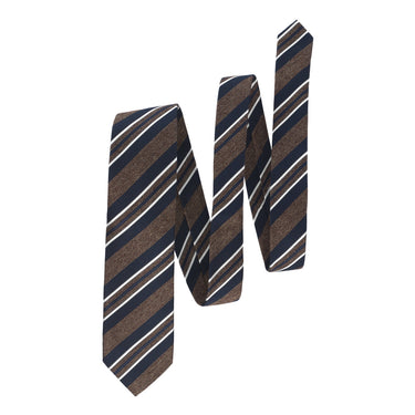 Bigi Regimental Grenadine Silk Tie in Brown and White - SARTALE