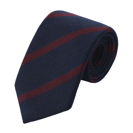 Bigi Regimental Herringbone Wool Tie in Red and Blue - SARTALE