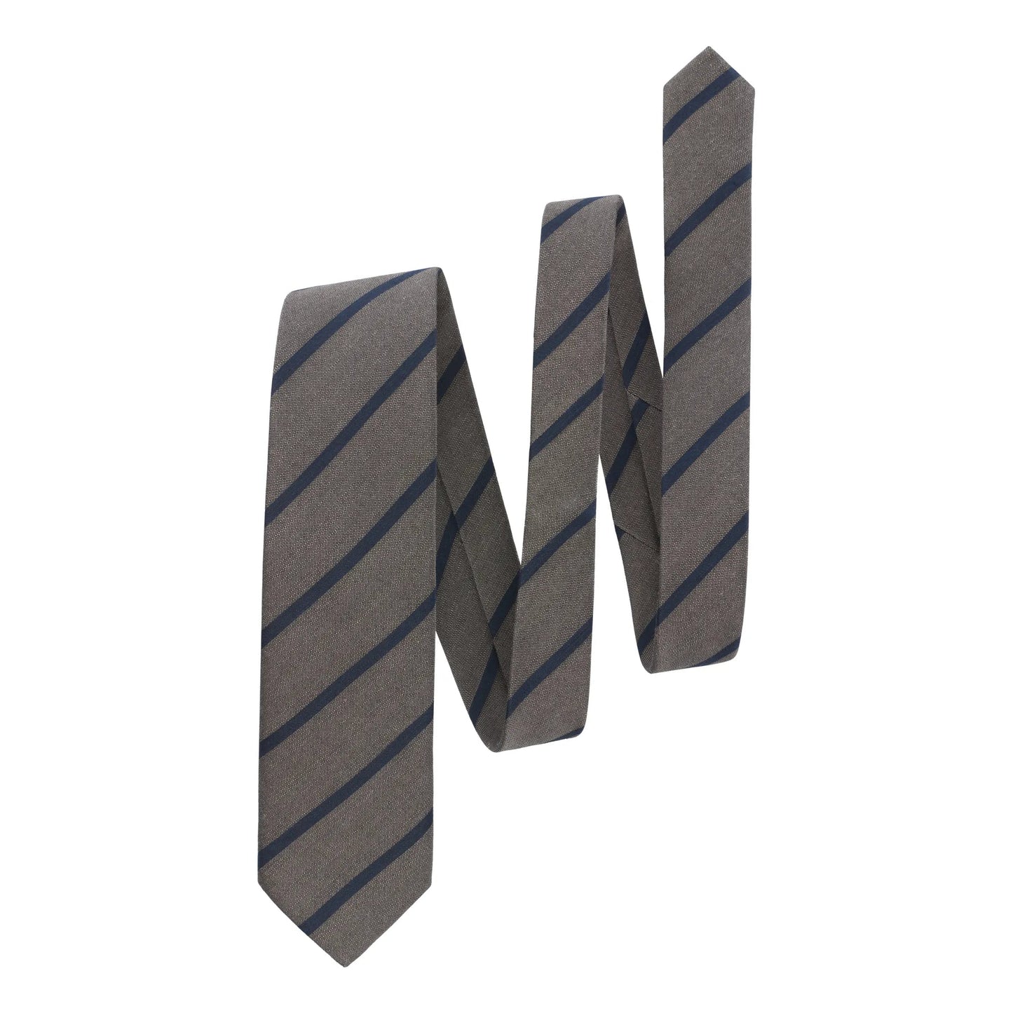 Bigi Regimental Jacquard Linen - Blend Tie in Brown - SARTALE