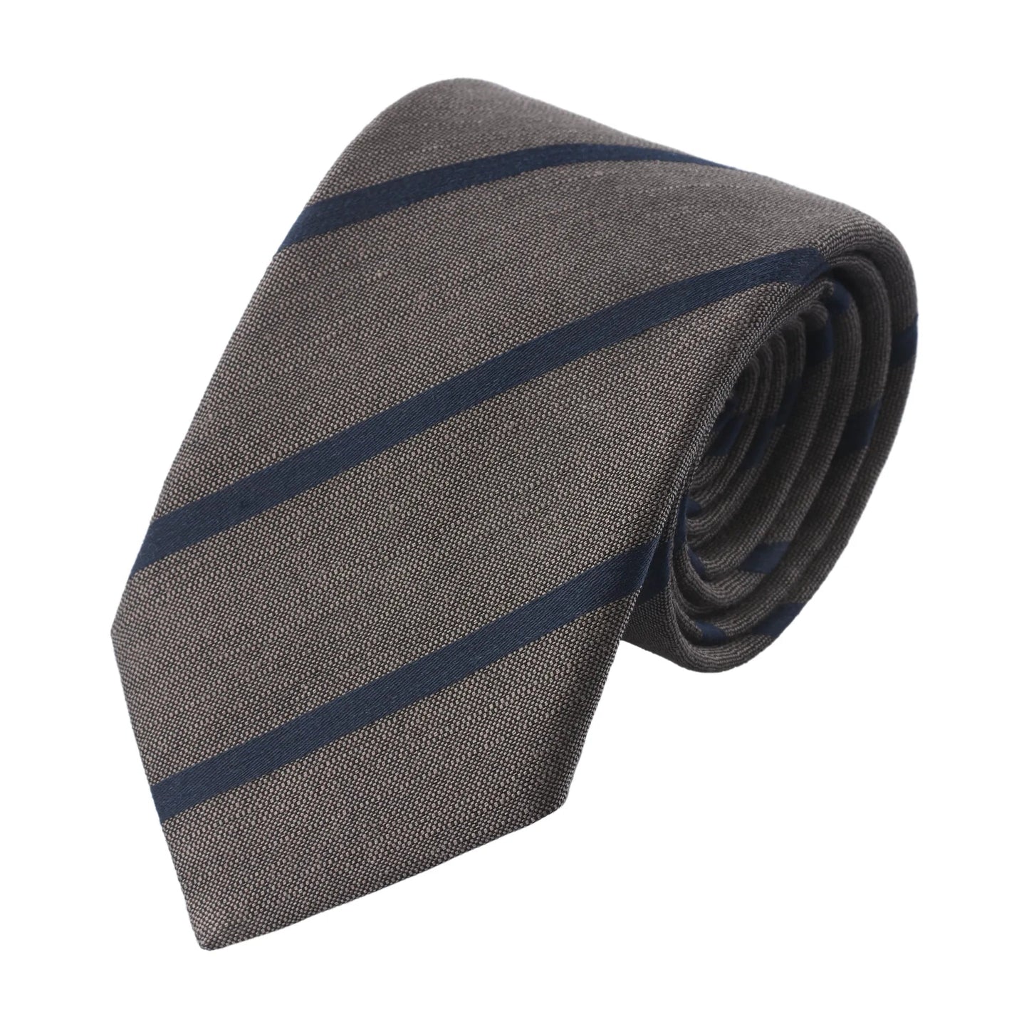 Bigi Regimental Jacquard Linen - Blend Tie in Brown - SARTALE