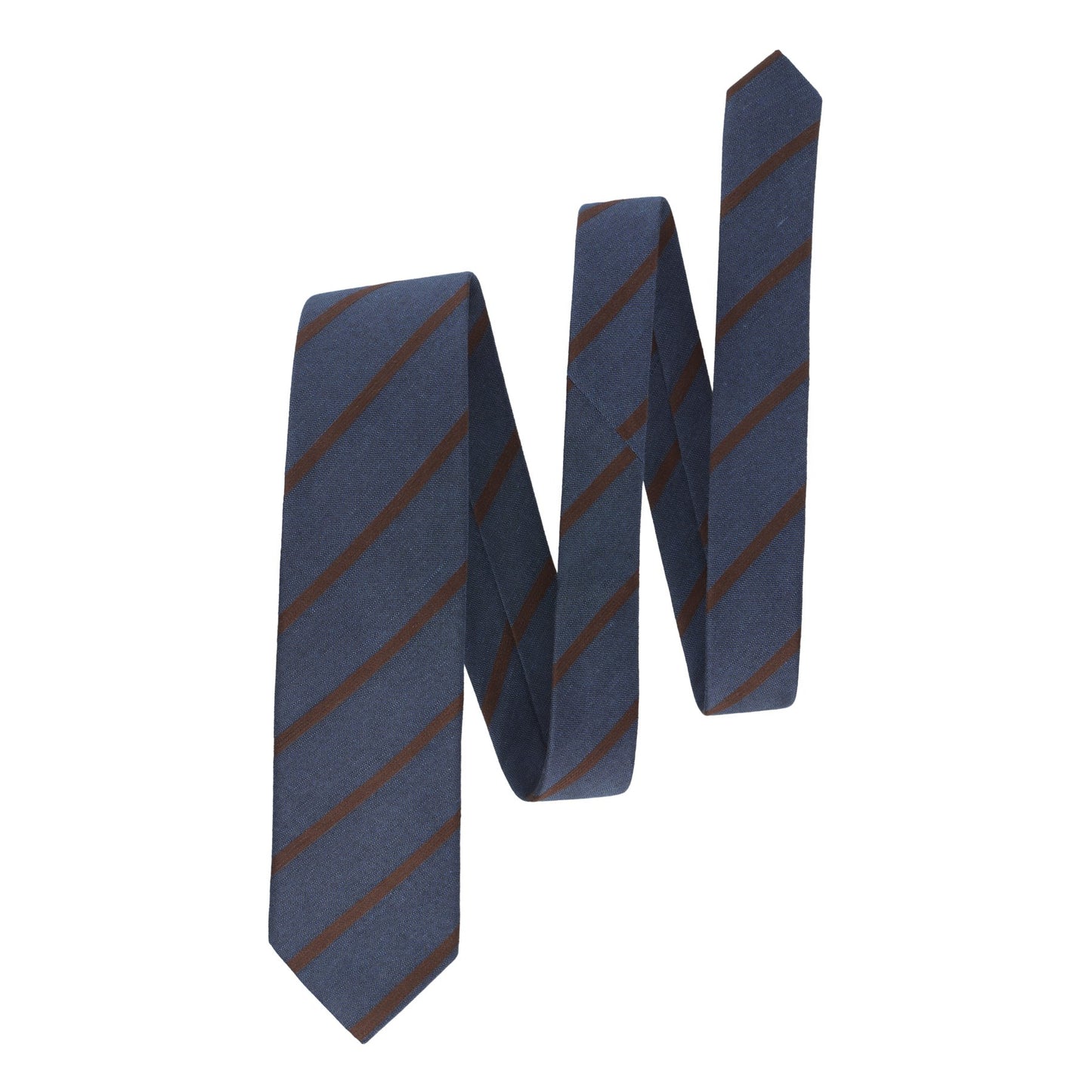 Bigi Regimental Lined Tie in Dark Blue and Brown - SARTALE