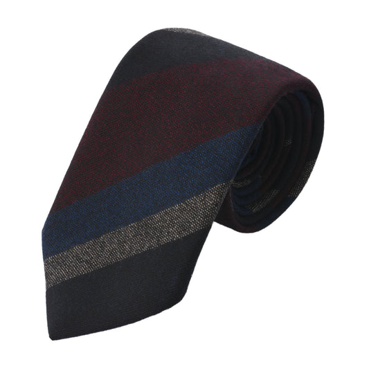 Bigi Regimental Wool Lined Tie in Burgundy Multicolor - SARTALE