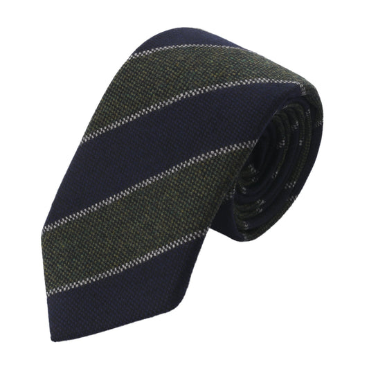 Bigi Regimental Woven Wool Tie in Green Multicolor - SARTALE