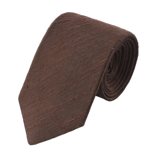 Bigi Shantung Lined Silk - Blend Tie in Solid Brown - SARTALE
