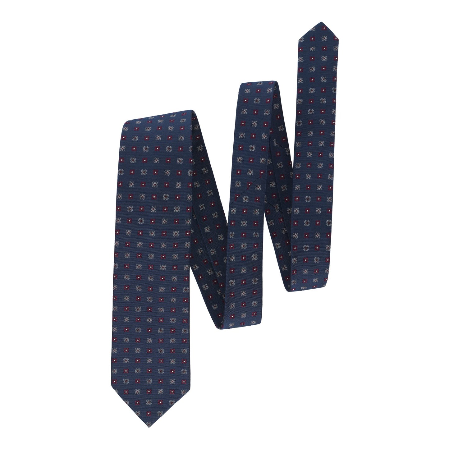 Bigi Woven Blue Silk Tie with Flower Design - SARTALE