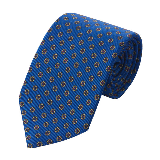 Bigi Woven Silk Blue Tie with Flower Design - SARTALE