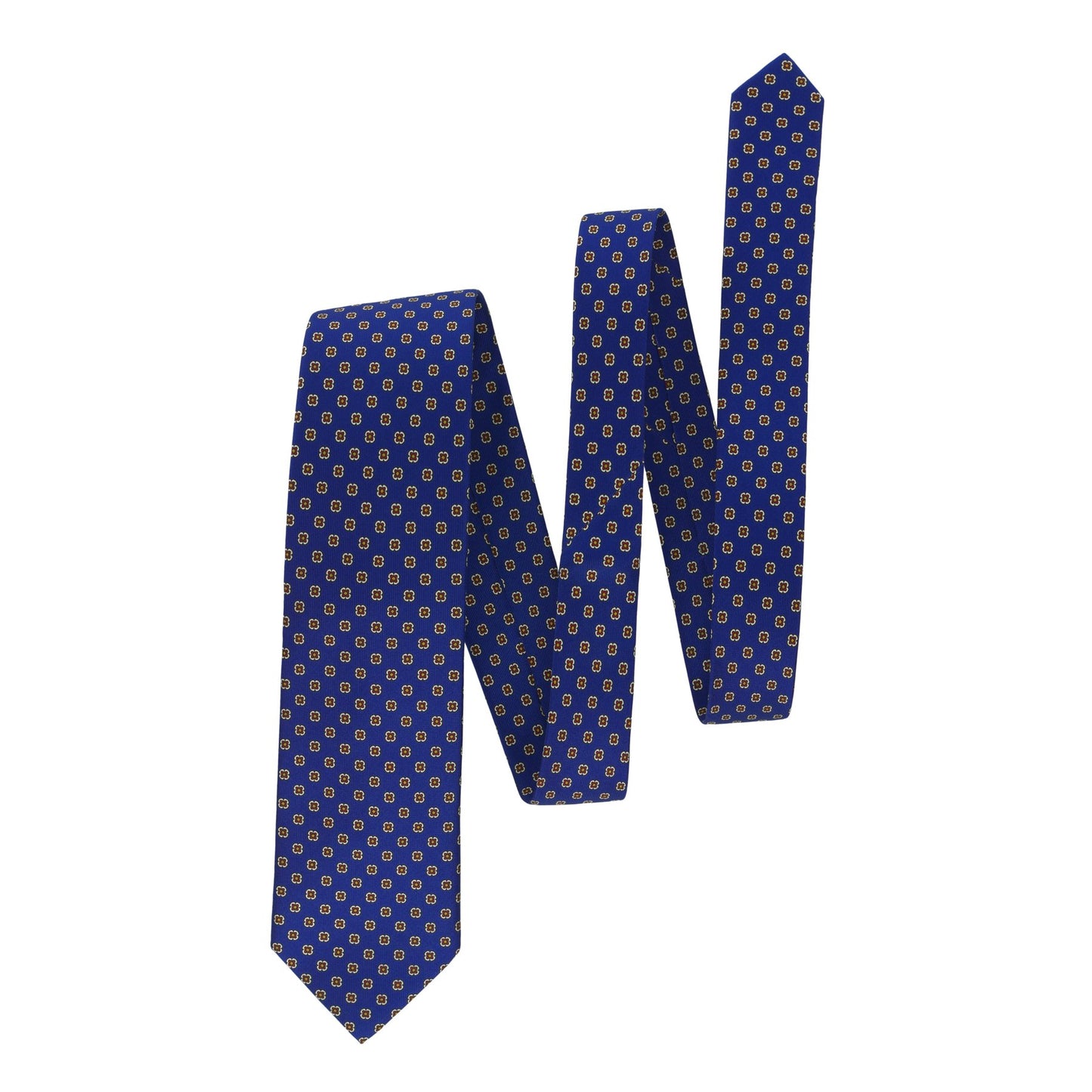 Bigi Woven Silk Lined Tie with Blue Flower Design - SARTALE