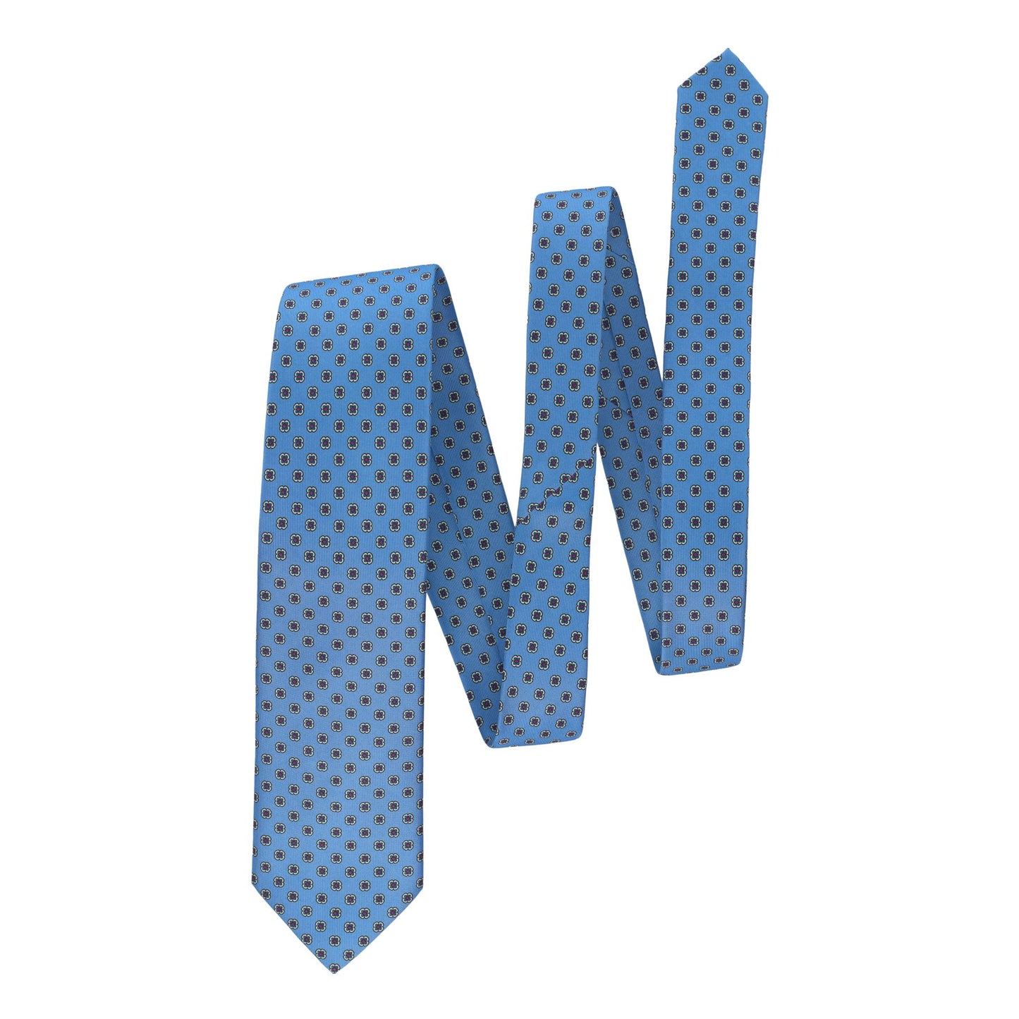 Bigi Woven Silk Lined Tie with Blue Flower Design - SARTALE