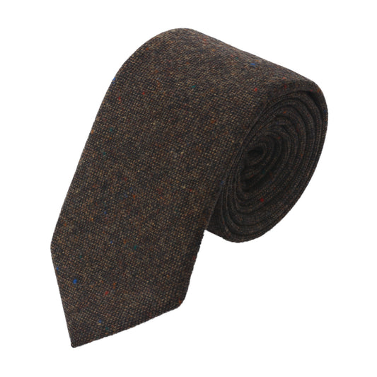 Bigi Woven Wool Dot Tie in Brown Melange - SARTALE