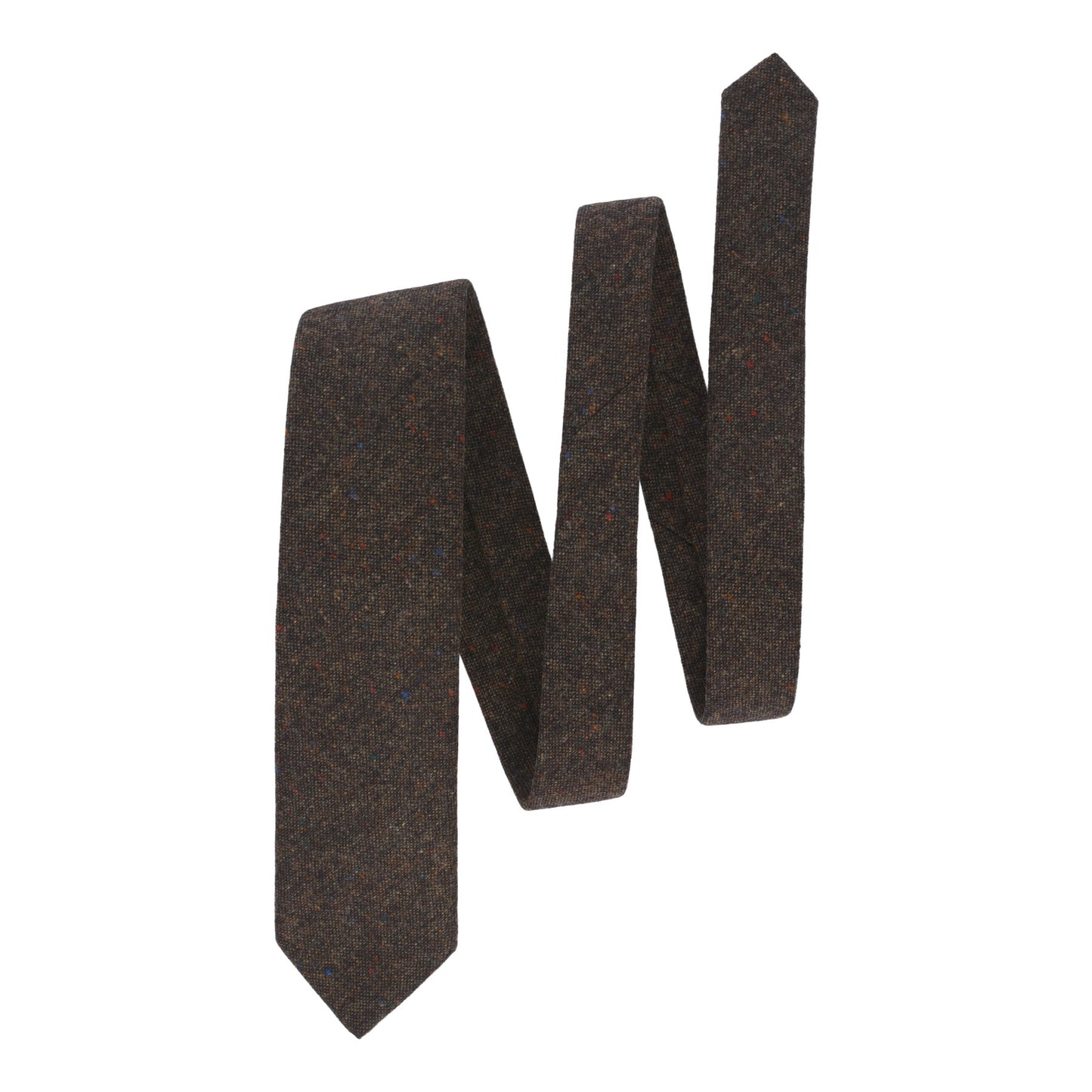 Bigi Woven Wool Dot Tie in Brown Melange - SARTALE