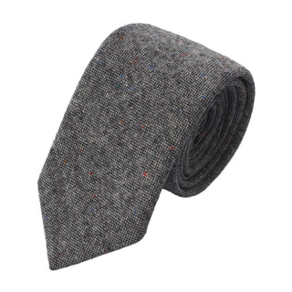 Bigi Woven Wool Polka Dot Tie in Grey Melange - SARTALE
