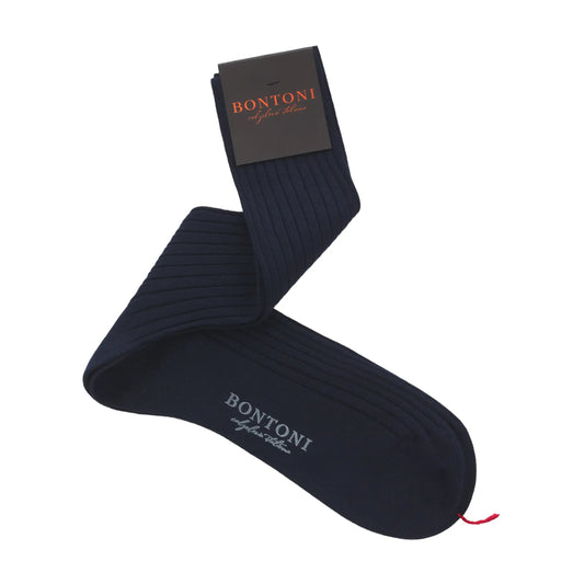 Bontoni Ribbed Cotton Socks in Blue - SARTALE