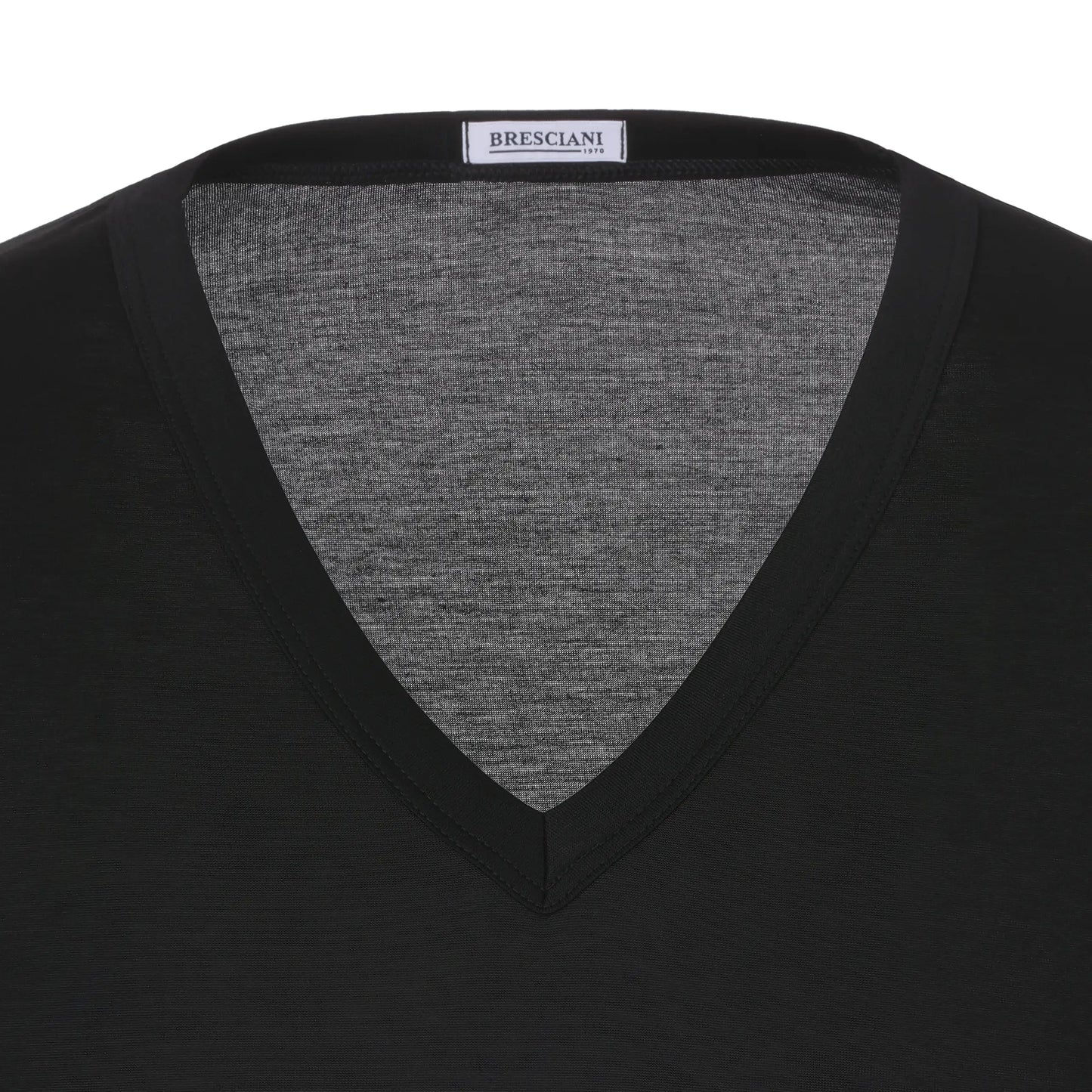 Bresciani Cotton V - Neck T - Shirt in Black - SARTALE