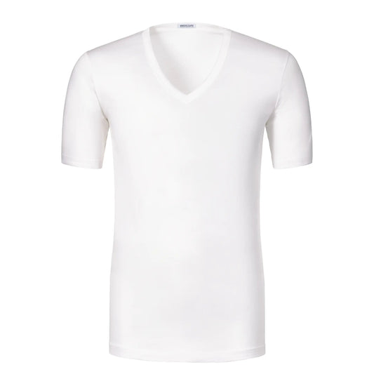 Bresciani Cotton V - Neck T - Shirt in White - SARTALE