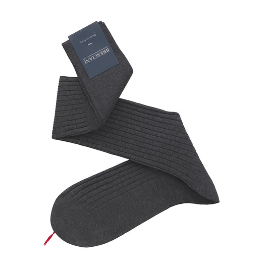 Bresciani Ribbed Cashmere and Silk - Blend Long Socks in Grey - SARTALE