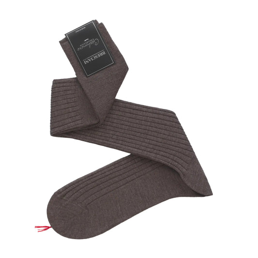 Bresciani Ribbed Cashmere and Silk - Blend Socks in Earth Brown - SARTALE