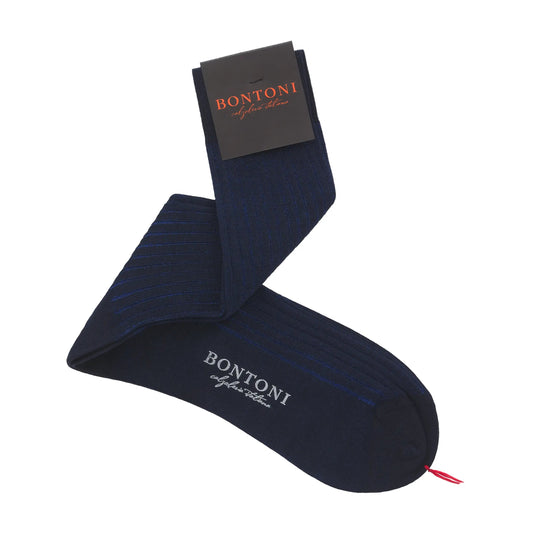 Bresciani Ribbed Cotton Socks in Midnight Blue - SARTALE