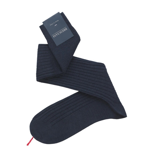 Bresciani Ribbed Wool Long Socks in Royal Blue - SARTALE