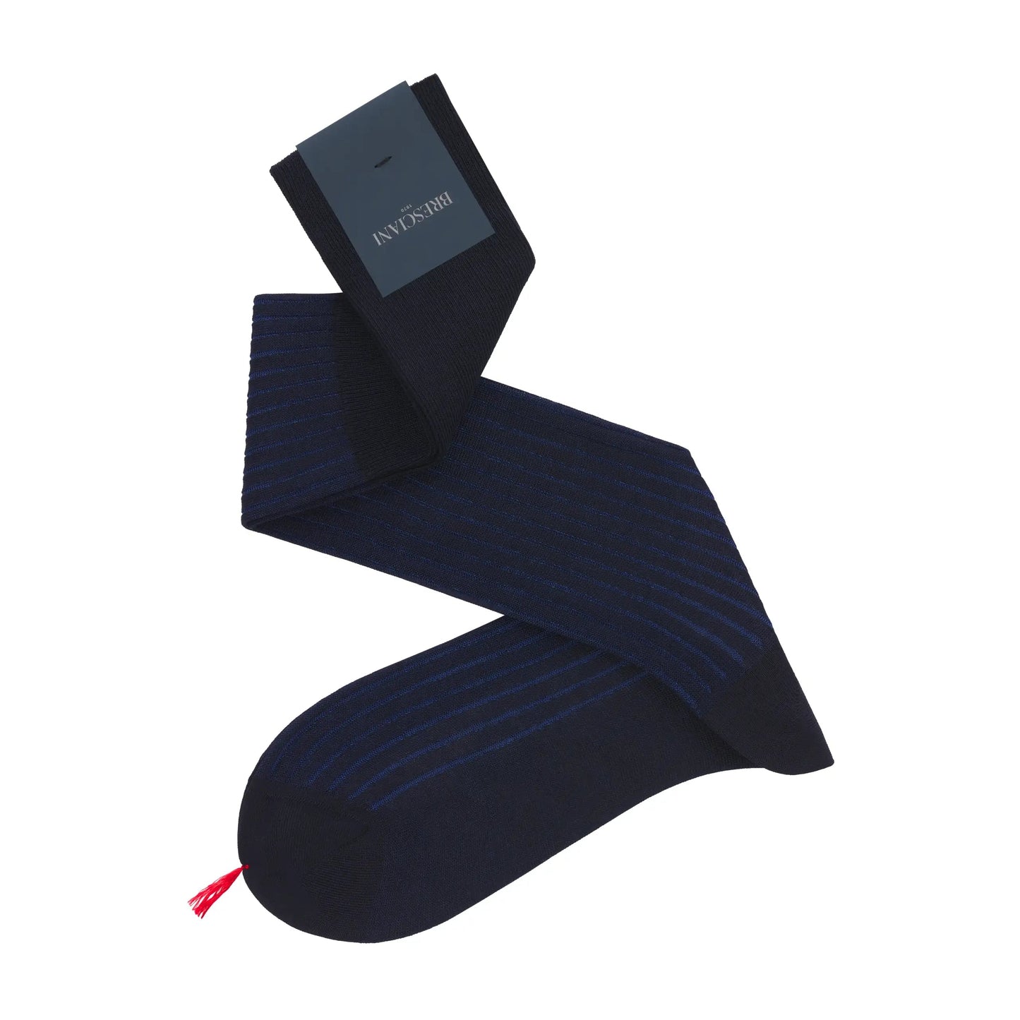 Bresciani Striped Long Cotton Socks in Dark Blue - SARTALE