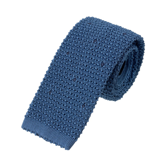 Cesare Attolini Polka Dot Knitted Silk Tie in Blue - SARTALE
