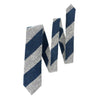 Cesare Attolini Regimental Textured Silk and Cotton - Blend Tie in Blue and White - SARTALE