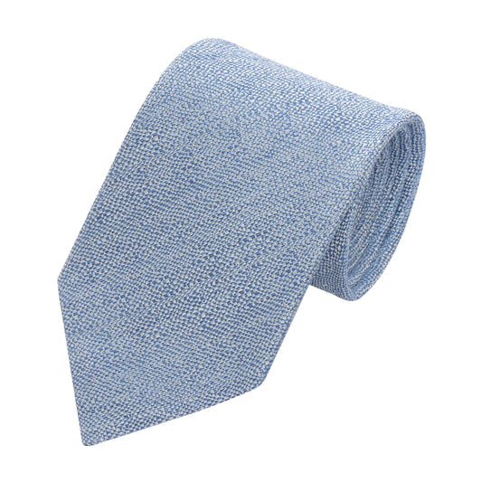 Cesare Attolini Textured Linen and Silk - Blend Tie in Light Blue - SARTALE
