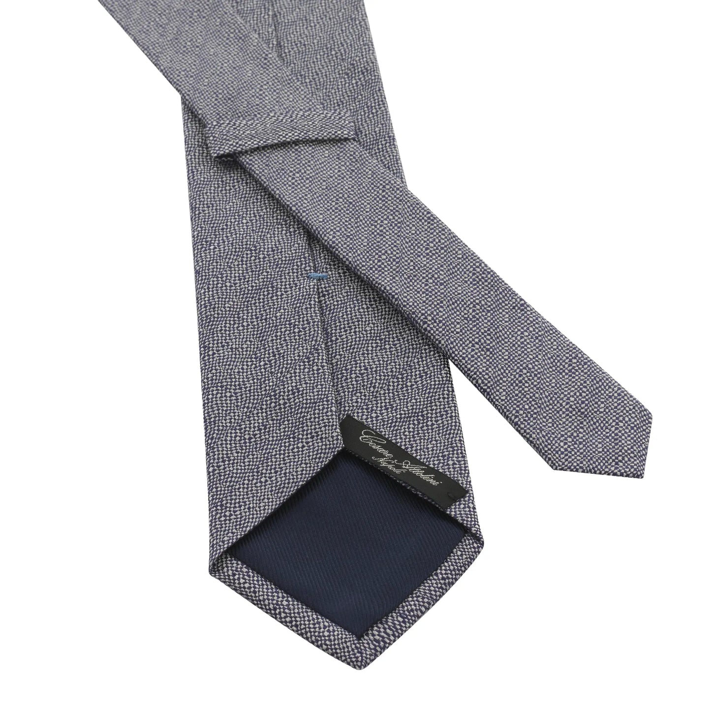 Cesare Attolini Textured Silk and Linen - Blend Tie in Blue and Grey - SARTALE