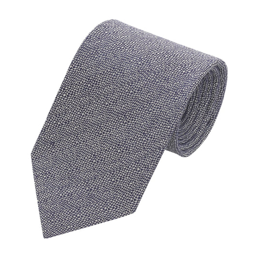 Cesare Attolini Textured Silk and Linen - Blend Tie in Blue and Grey - SARTALE