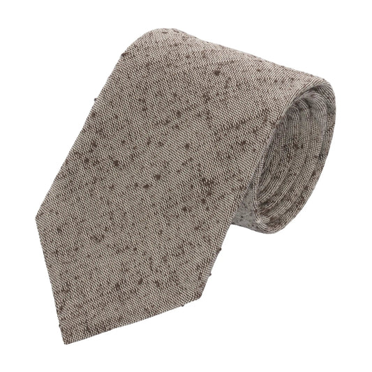 Cesare Attolini Textured Silk and Linen - Blend Tie in Brown Melange - SARTALE