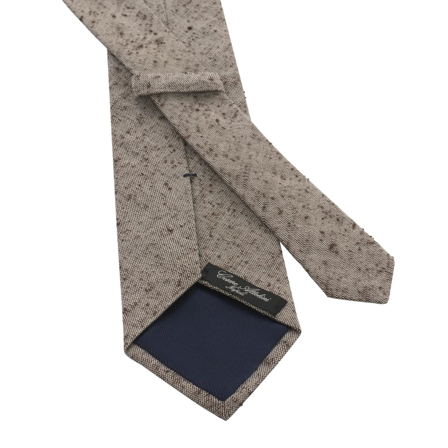 Cesare Attolini Textured Silk and Linen - Blend Tie in Brown Melange - SARTALE