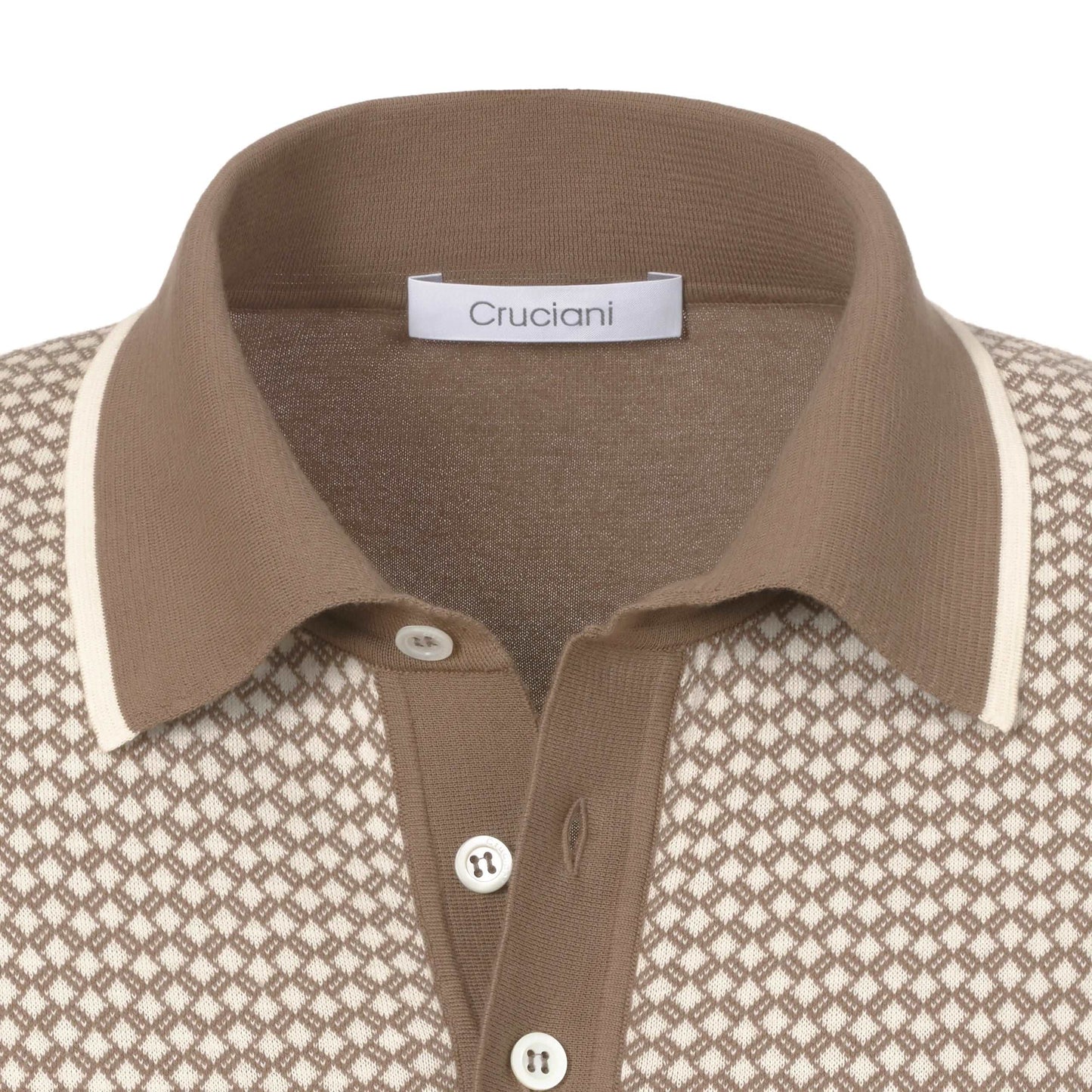 Cruciani All - Monogram Cotton Sweater Polo Shirt in Brown - SARTALE
