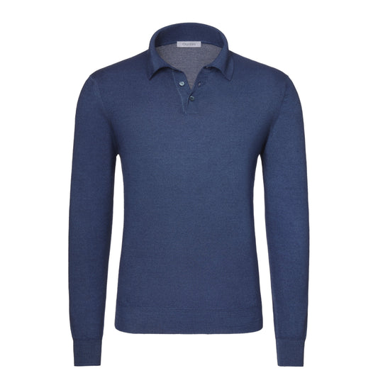 Cruciani Cashmere and Silk Sweater Polo Shirt in Royal Blue - SARTALE