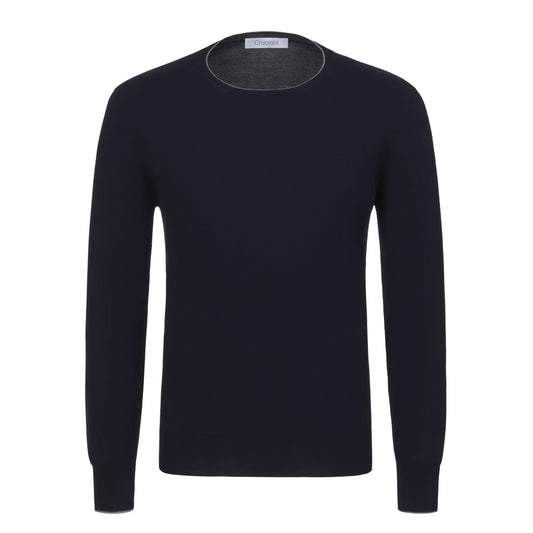 Cruciani Cotton Crew - Neck Sweater in Dark Blue - SARTALE