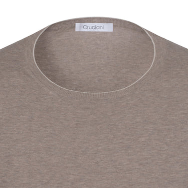 Cruciani Cotton Crew - Neck Sweater in Light Taupe - SARTALE