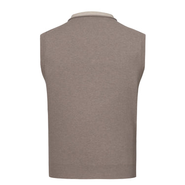 Cruciani Cotton Polo Gilet in Light Taupe Melange - SARTALE