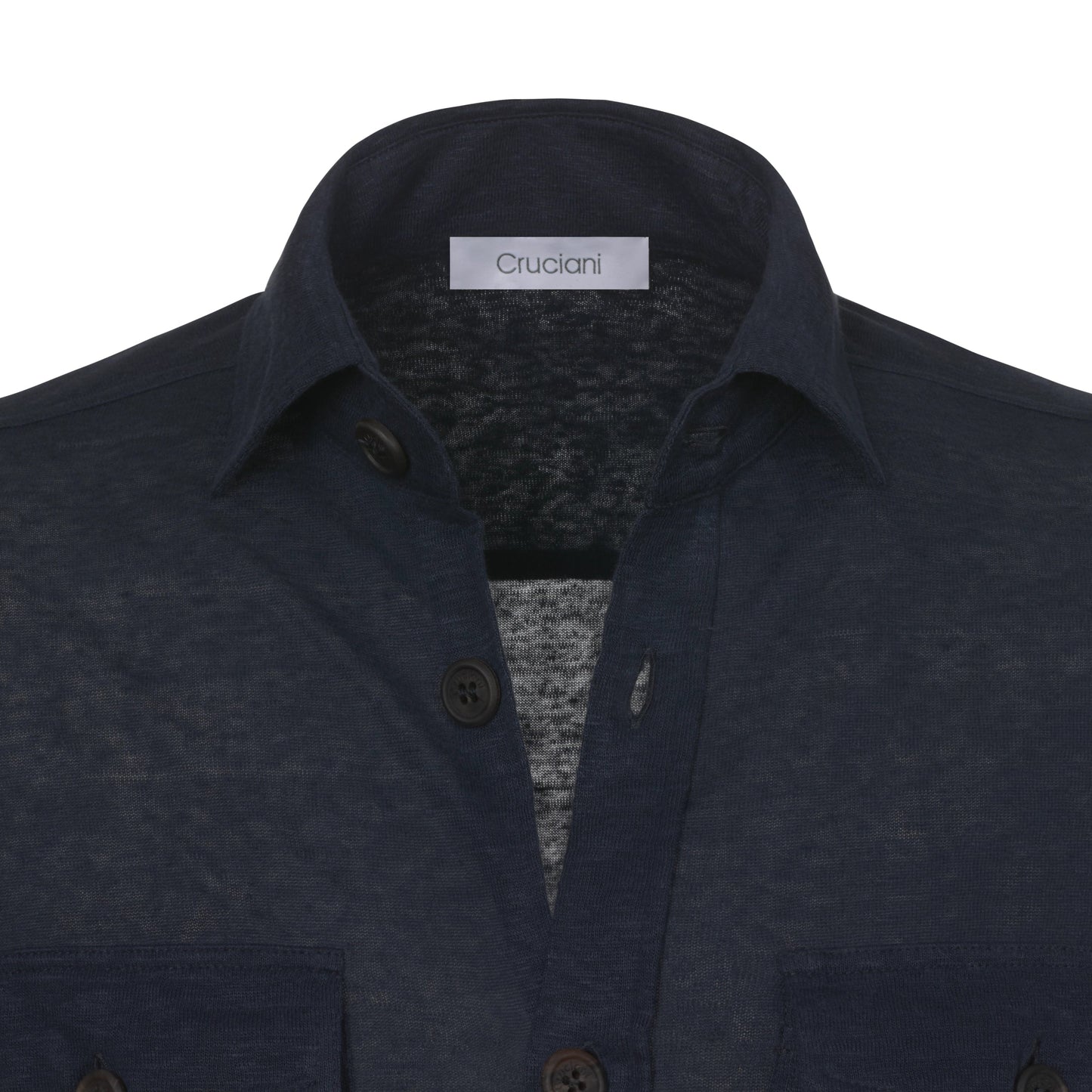 Cruciani Cotton Shirt with Patch Pockets in Dark Blue - SARTALE