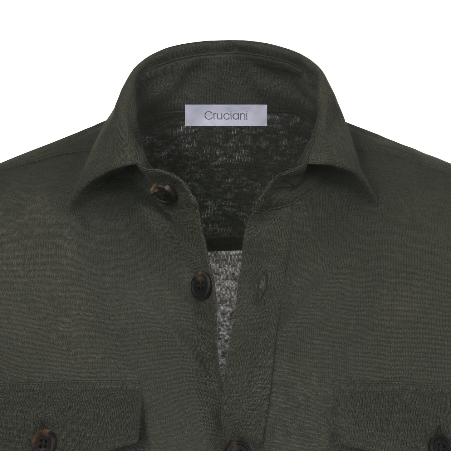 Cruciani Cotton Shirt with Patch Pockets in Green Melange - SARTALE