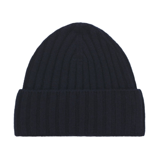 Cruciani Ribbed Cashmere Hat in Navy Blue - SARTALE