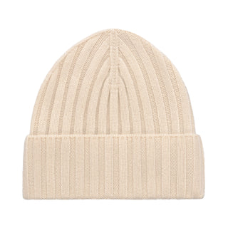 Cruciani Ribbed Cashmere Hat in Vanilla Cream - SARTALE