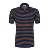 Cruciani Striped Silk and Linen - Blend Polo Shirt in Blue and Orange - SARTALE