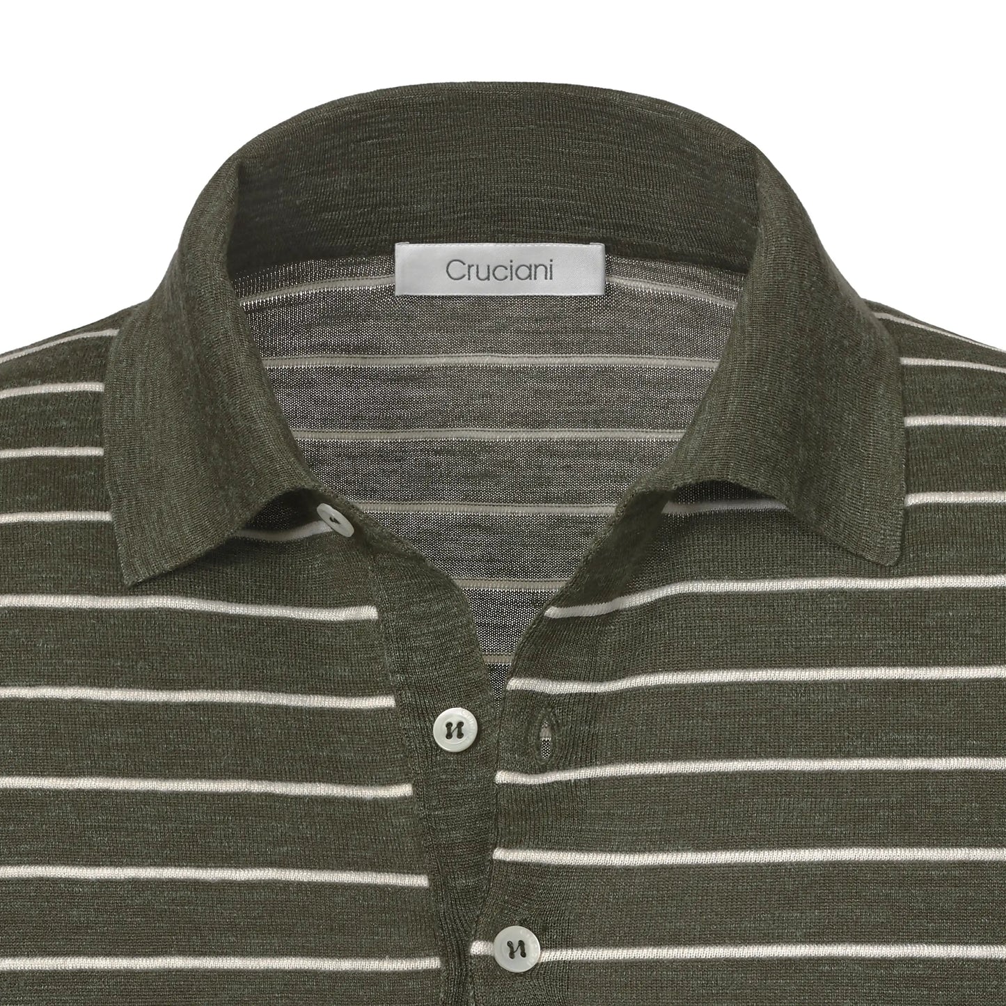Cruciani Striped Silk and Linen - Blend Polo Shirt in Green - SARTALE