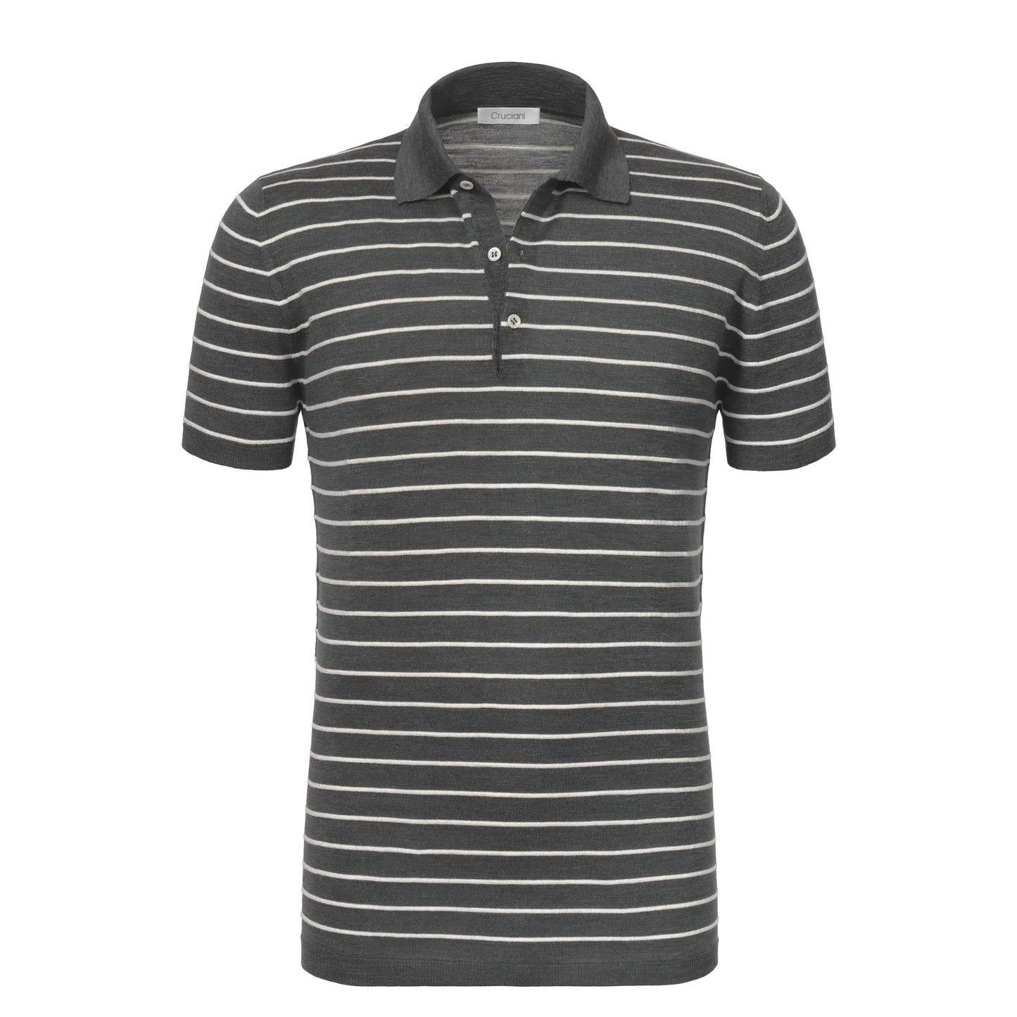 Cruciani Striped Silk and Linen - Blend Polo Shirt in Grey - SARTALE