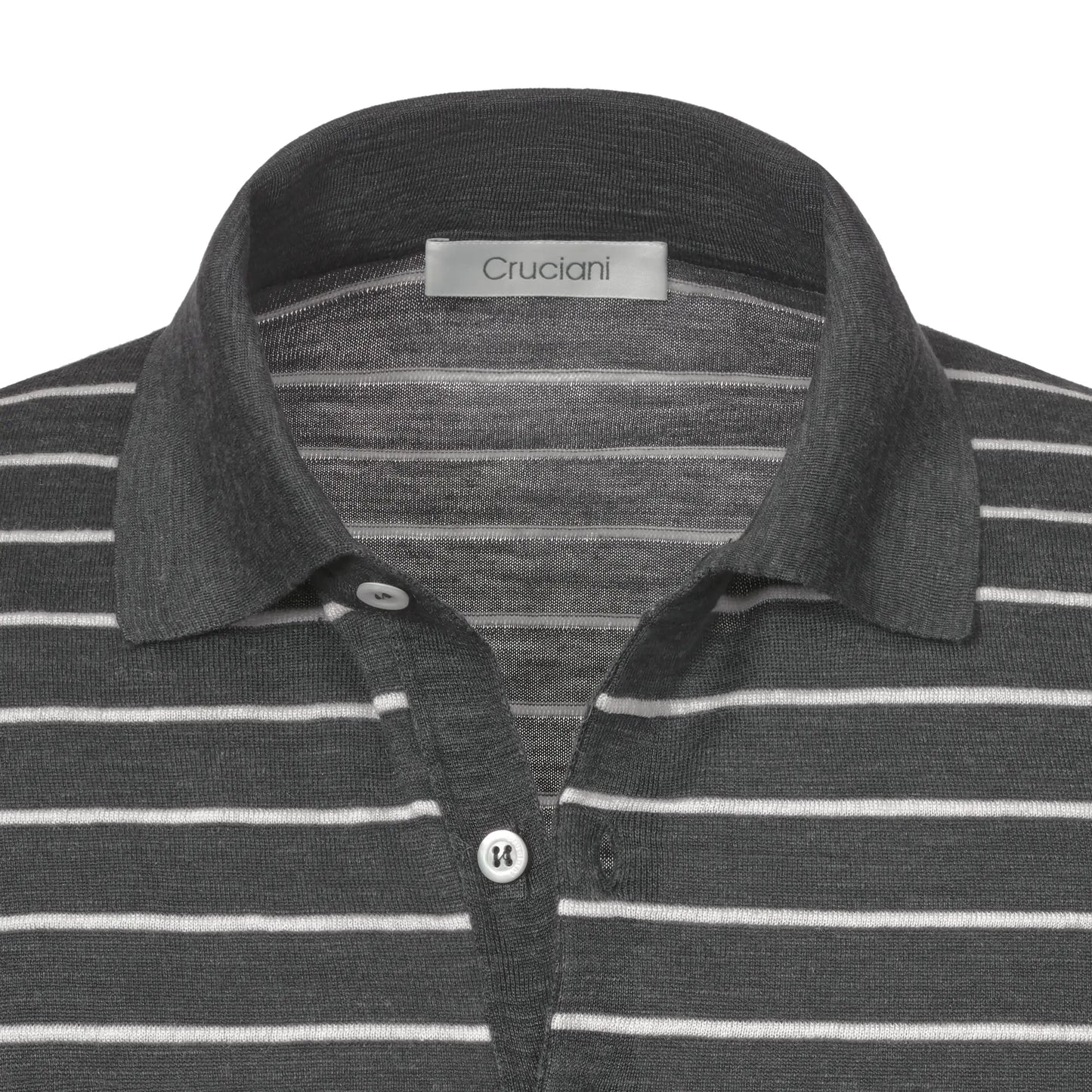 Cruciani Striped Silk and Linen - Blend Polo Shirt in Grey - SARTALE