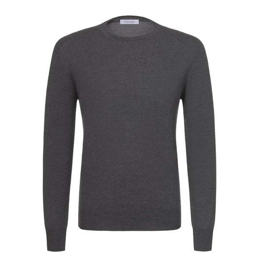 Cruciani Wool Crew - Neck Sweater in Grey Melange - SARTALE