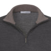 Cruciani Wool Half - Zip Sweater in Briquette Grey Melange - SARTALE
