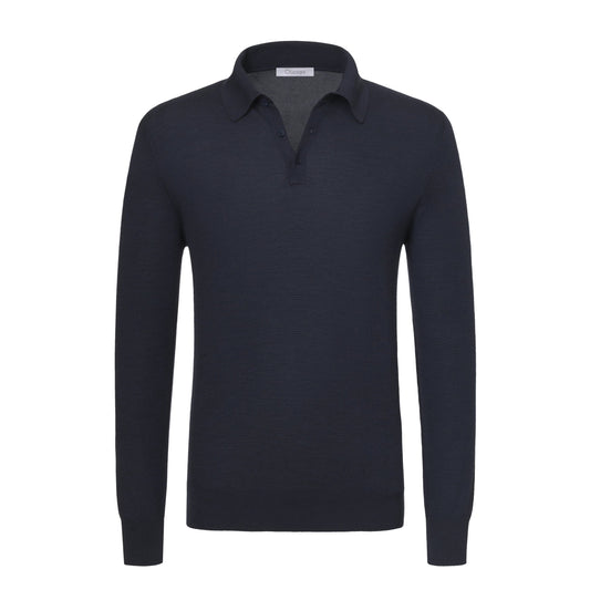 Cruciani Wool Sweater Polo Shirt in Dark Blue Suit - SARTALE