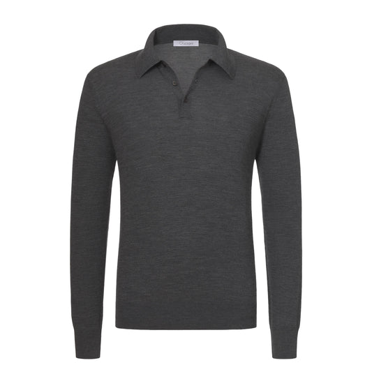 Cruciani Wool Sweater Polo Shirt in Grey Melange - SARTALE
